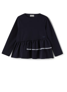 Girls | Long Sleeve Sweater with Flounce | Blue White