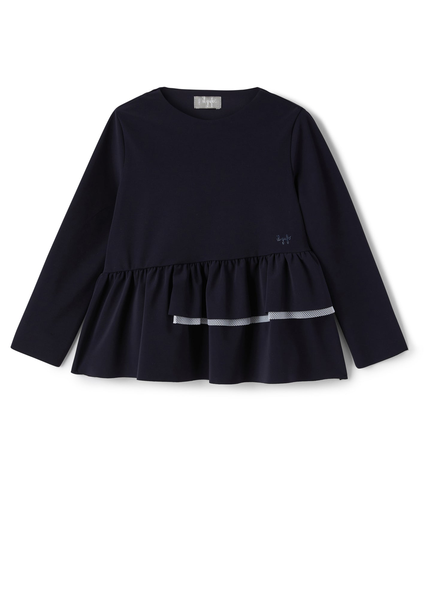 Girls | Long Sleeve Sweater with Flounce | Blue White