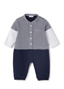 Fake Two-Pieces Jersey Onesie | Blue