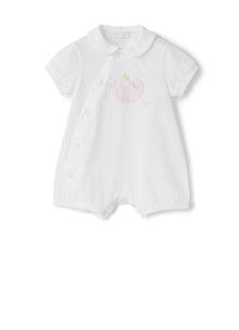 Romper with Seal Application | Bianco/Rosa