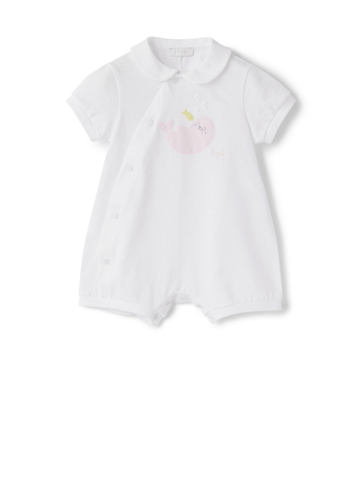 Romper with Seal Application | Bianco/Rosa