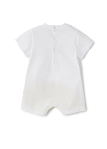 Baby Boys | Bicolour Romper with Palm Tree Application | White Chick Yellow