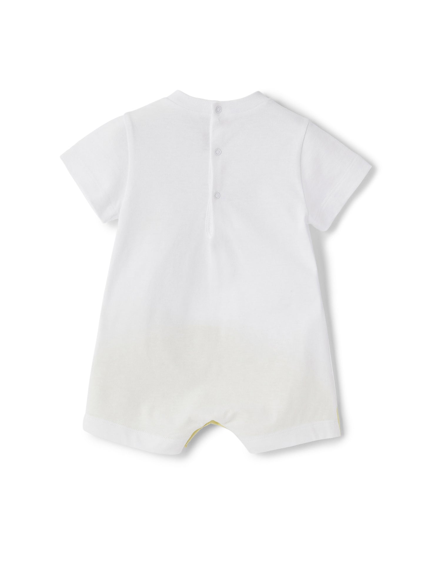 Baby Boys | Bicolour Romper with Palm Tree Application | White Chick Yellow