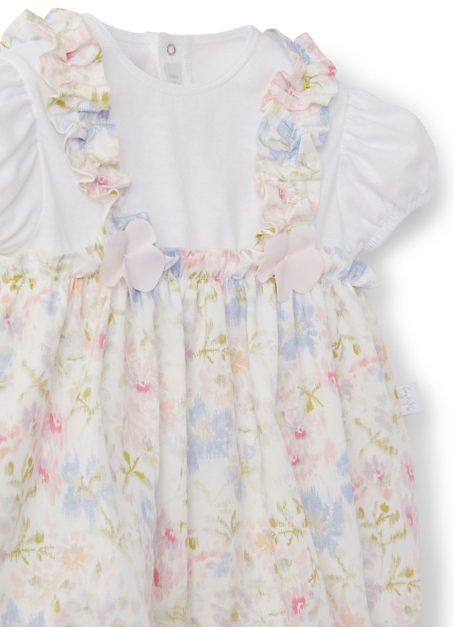 Baby Girls | Patterned Romper with Fake Dungarees | Clay Red