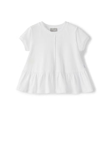 Trapeze T-Shirt with Flounce | White