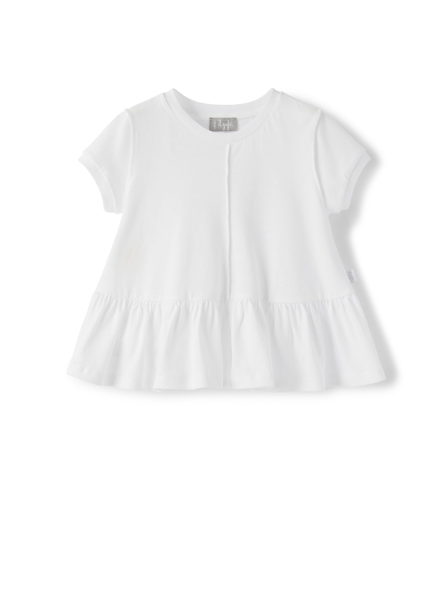 Trapeze T-Shirt with Flounce | White