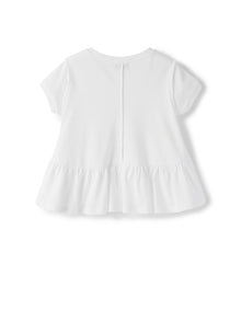 Trapeze T-Shirt with Flounce | White