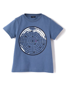 Boys | Short Sleeve T-Shirt with Radar Print | Blue Polvere Blue