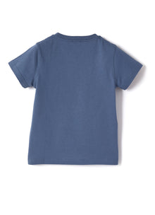 Boys | Short Sleeve T-Shirt with Radar Print | Blue Polvere Blue