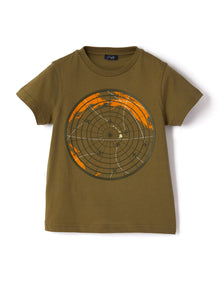 Boys | Short Sleeve T-Shirt with Radar Print | Oregano Green Green