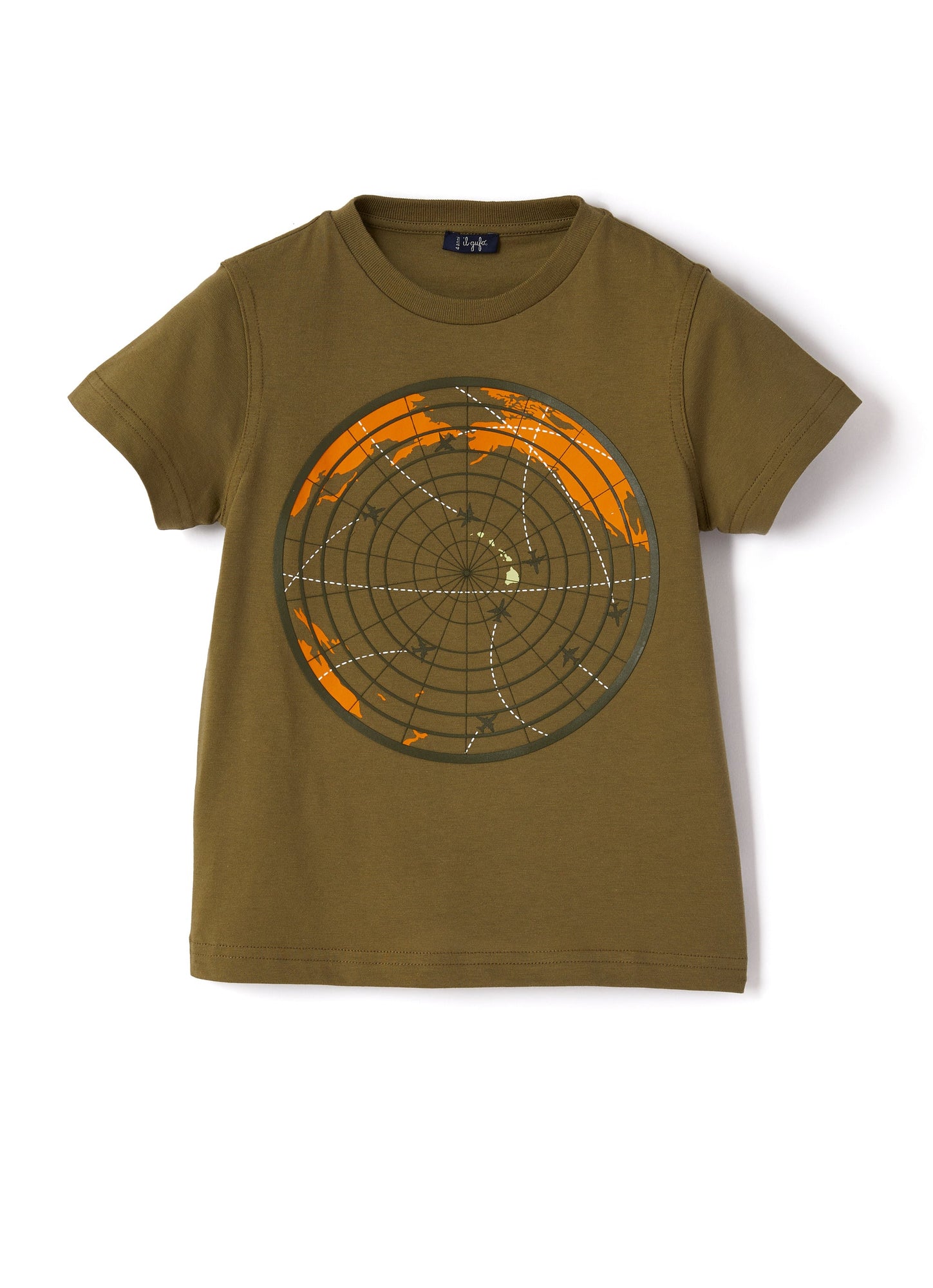 Boys | Short Sleeve T-Shirt with Radar Print | Oregano Green Green