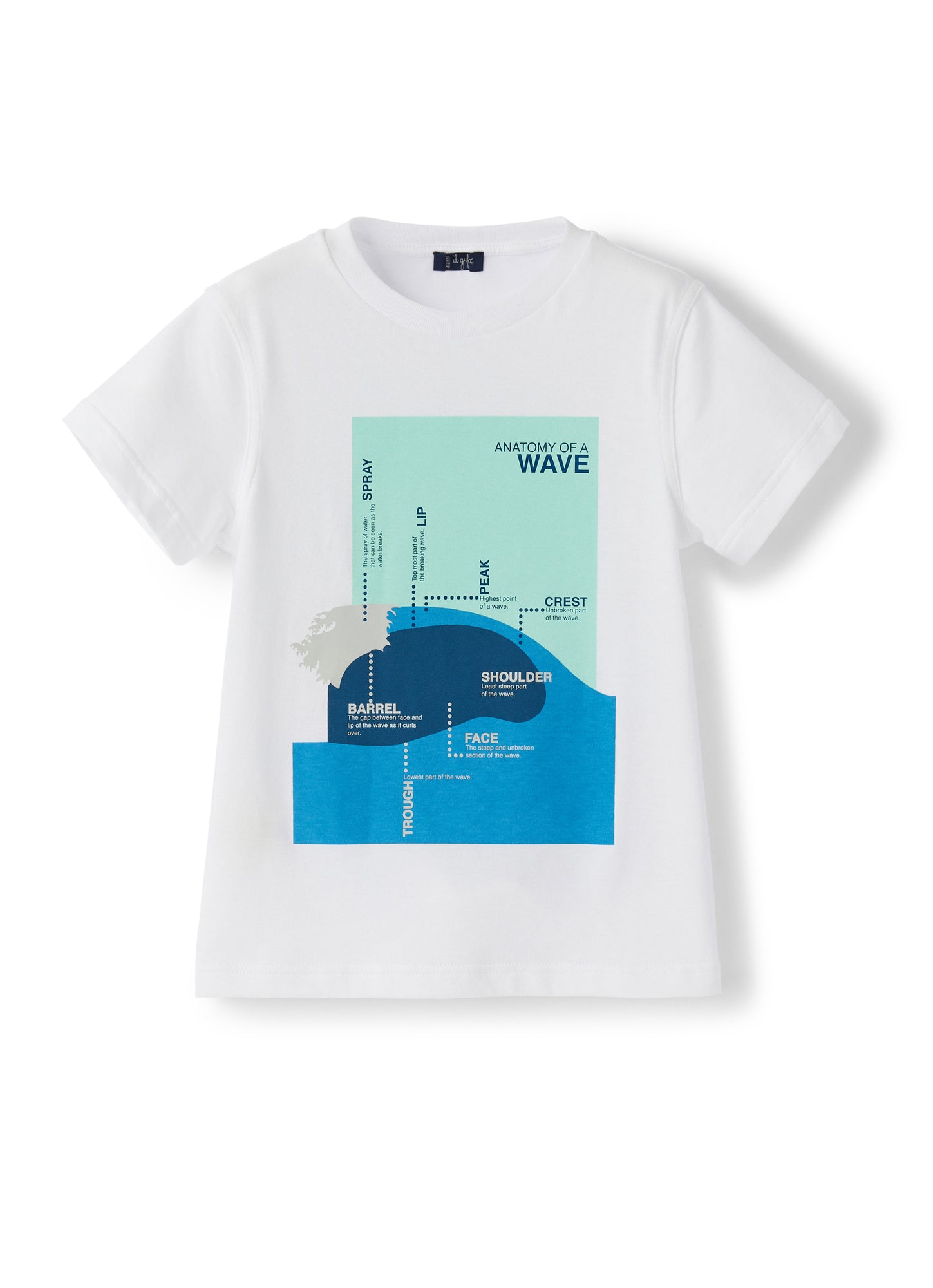 T-Shirt with Wave Print | White/Salvia