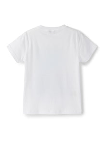 T-Shirt with Wave Print | White/Salvia