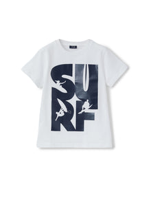 Boys | Short Sleeve T-Shirt with Surf Print | White Blue