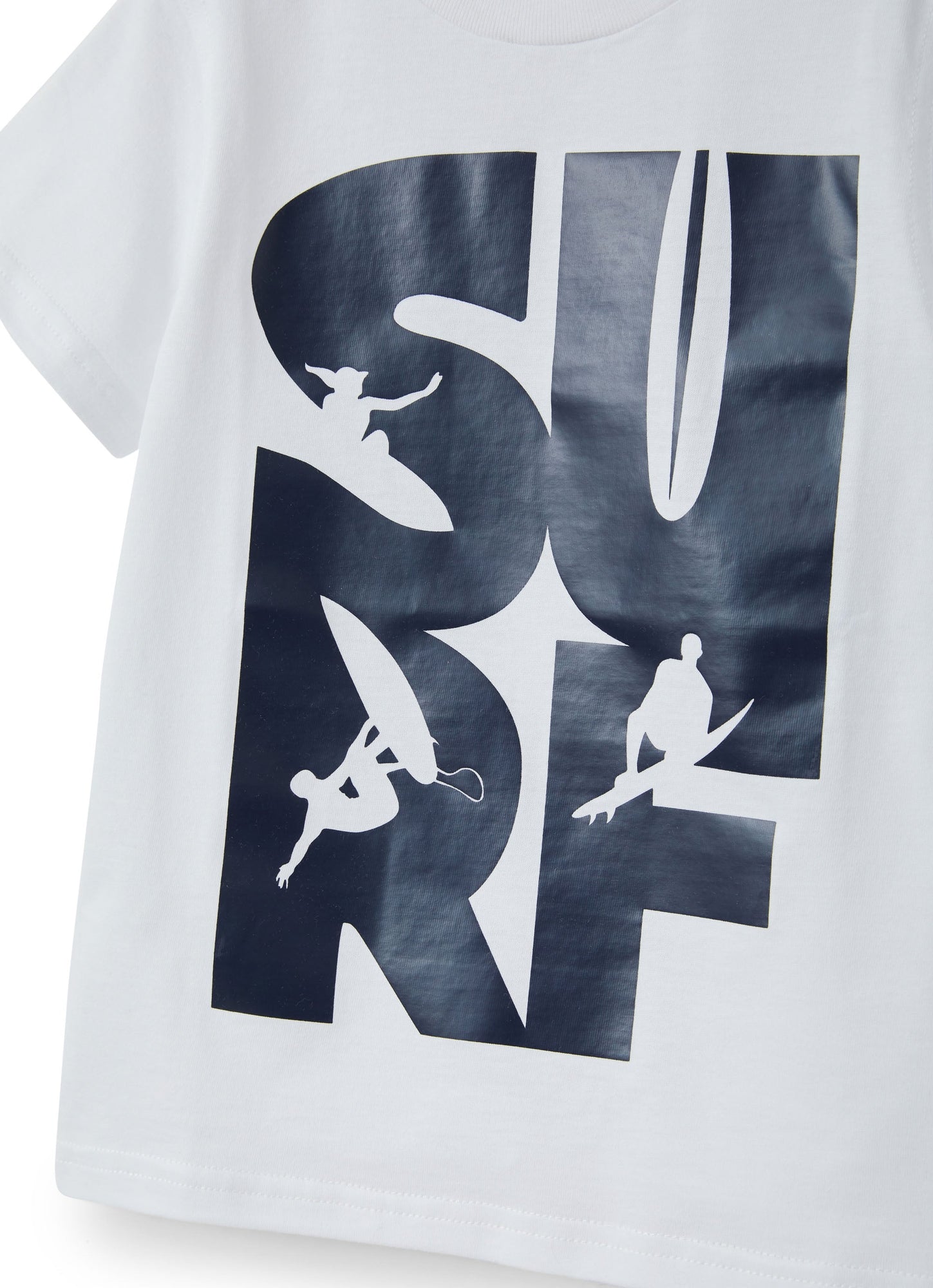 Boys | Short Sleeve T-Shirt with Surf Print | White Blue
