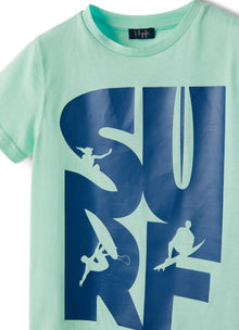 Short Sleeve T-Shirt with Surf Print | Acquamarina/Baia
