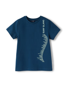 Boys | Short Sleeve T-Shirt with Rubberised Print | Baia Acquamarina