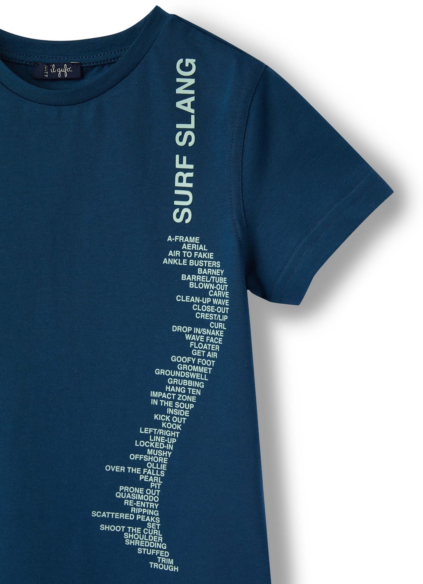 Boys | Short Sleeve T-Shirt with Rubberised Print | Baia Acquamarina