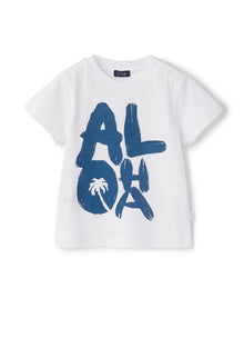 Short Sleeve T-Shirt with Aloha Print | Bianco/Baia