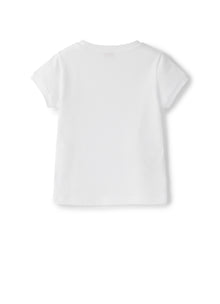 Short Sleeve T-Shirt with Print of A Car Loaded with Objects | White/Stone Grey