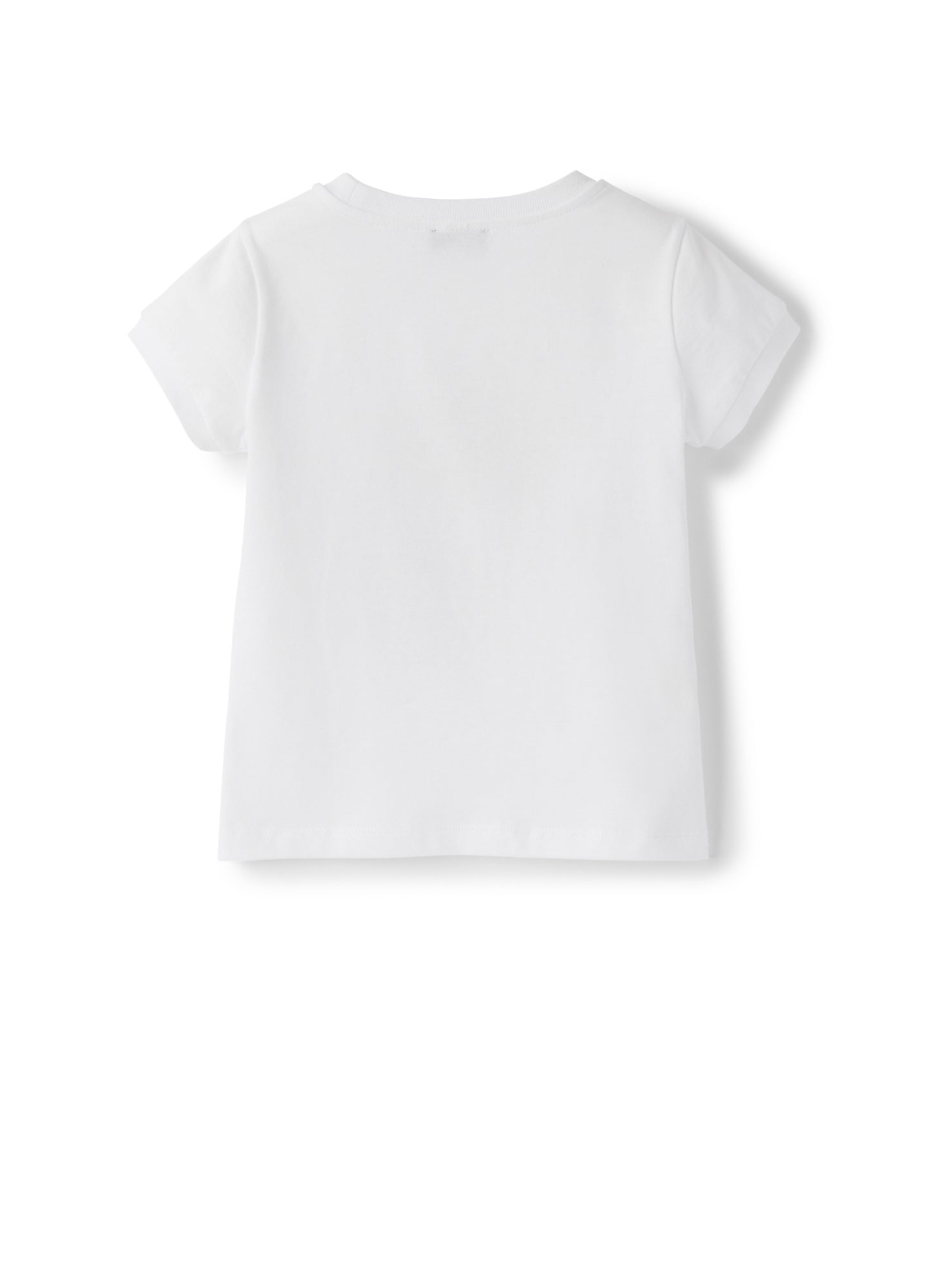 Short Sleeve T-Shirt with Baby Girl And Surf Print | Bianco/Rosa Cipria