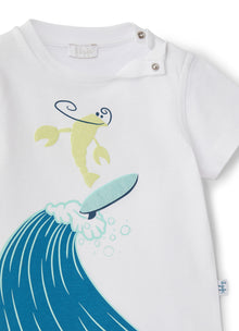 T-Shirt with Shrimp Print | White/Chick Yellow