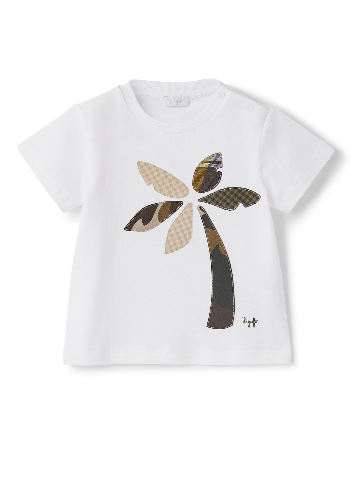 Boys | T-Shirt with Palm Tree Application | White Green