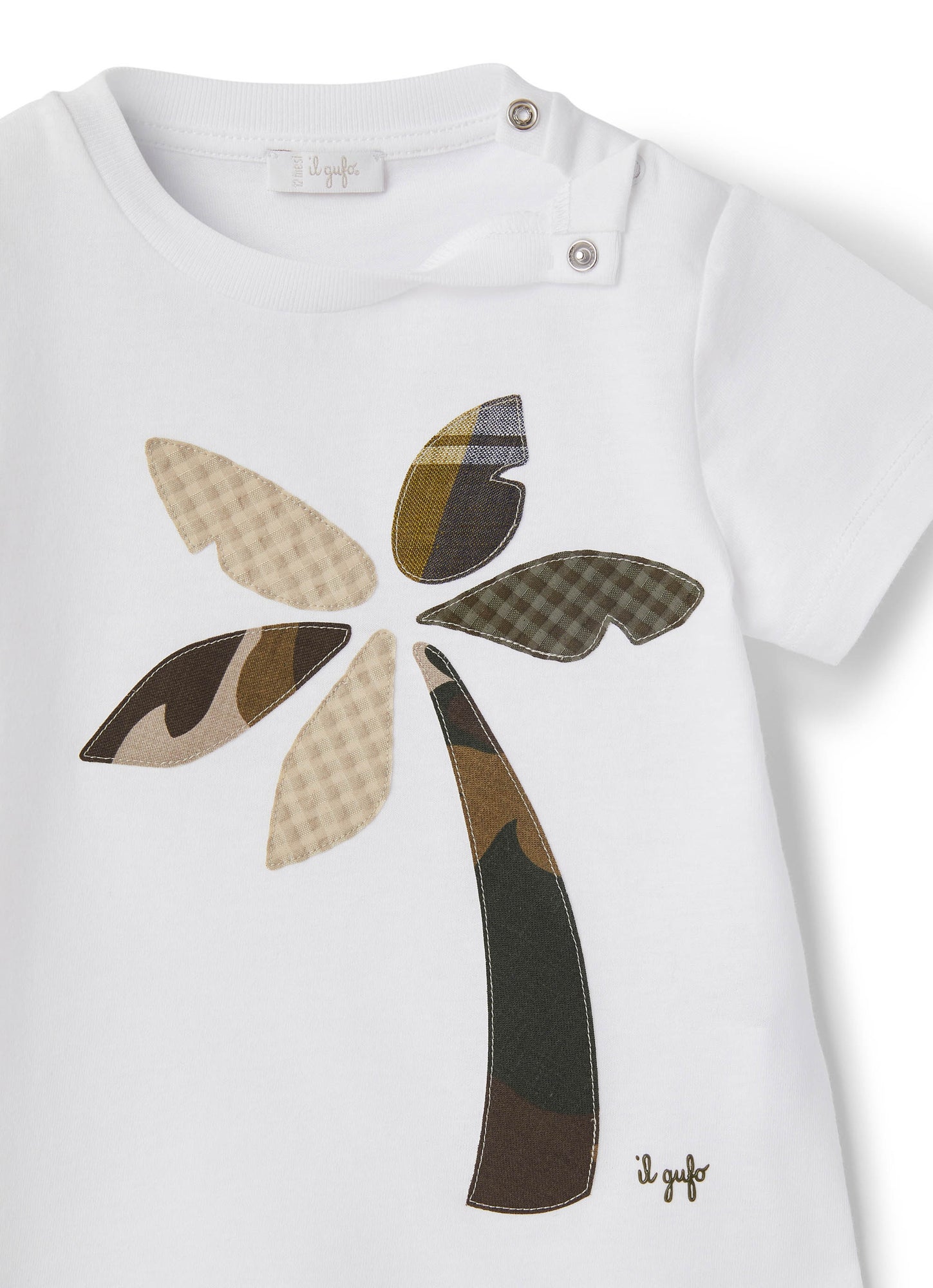 T-Shirt with Palm Tree Application | White/Green