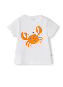 Baby Boys | Short Sleeve T-Shirt with Crab Application | White Orange