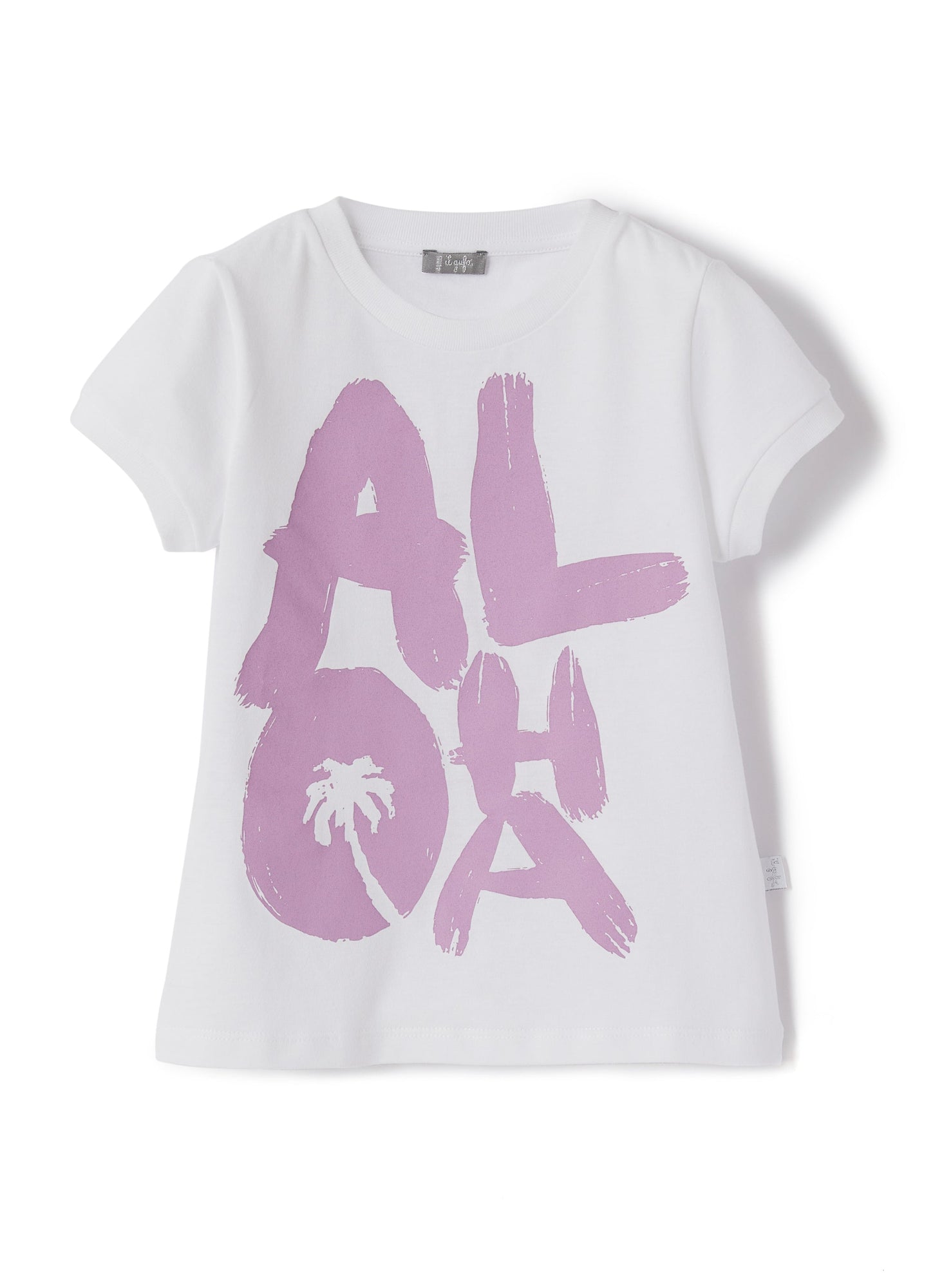 Girls | Short Sleeve T-Shirt with Aloha Print | White Stone Grey