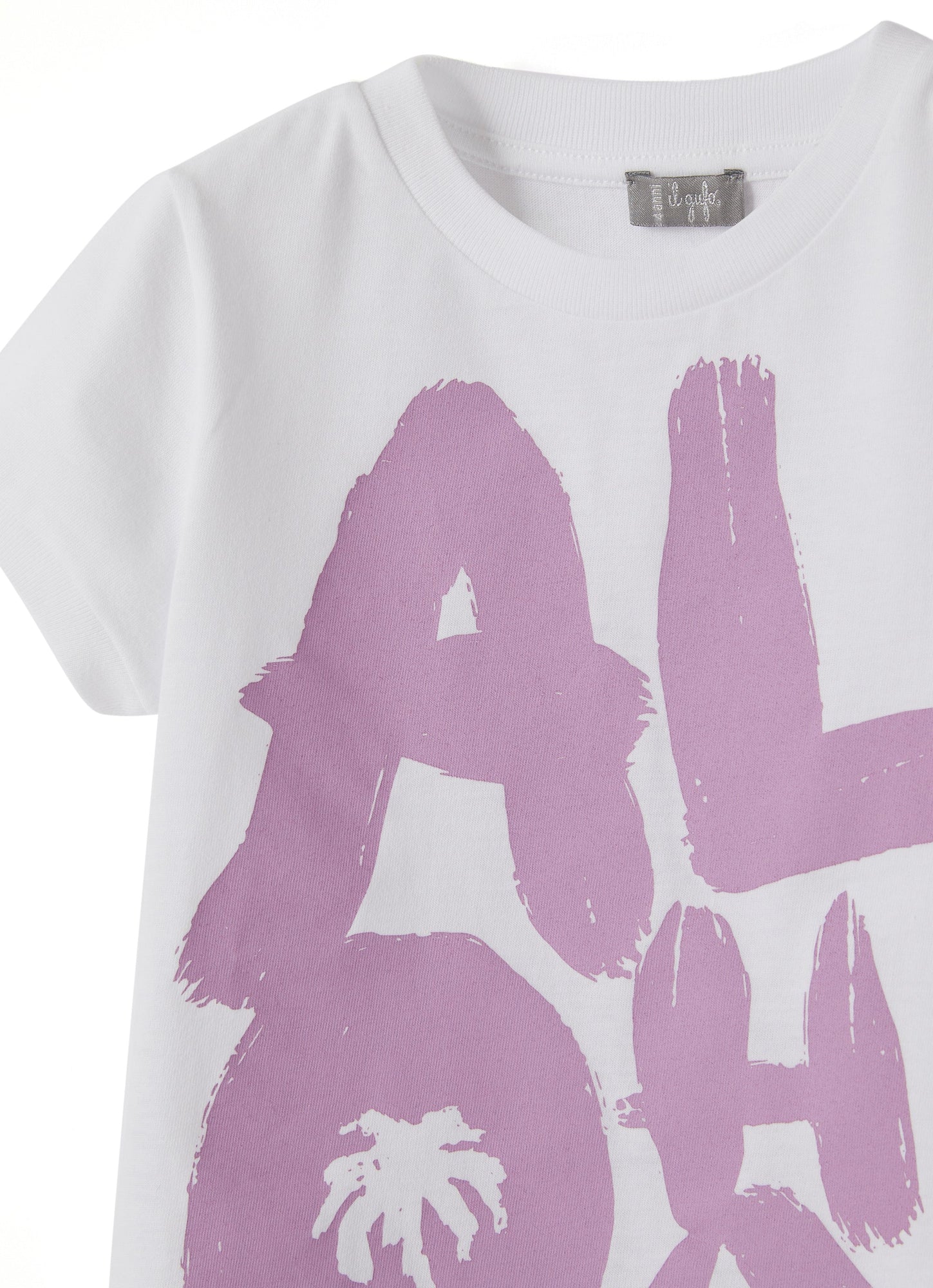 Girls | Short Sleeve T-Shirt with Aloha Print | White Stone Grey