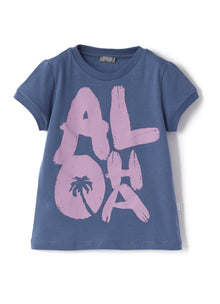 Girls | Short Sleeve T-Shirt with Aloha Print | Pioggia Ibisco