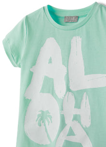 Short Sleeve T-Shirt with Aloha Print | Lake/Snow White