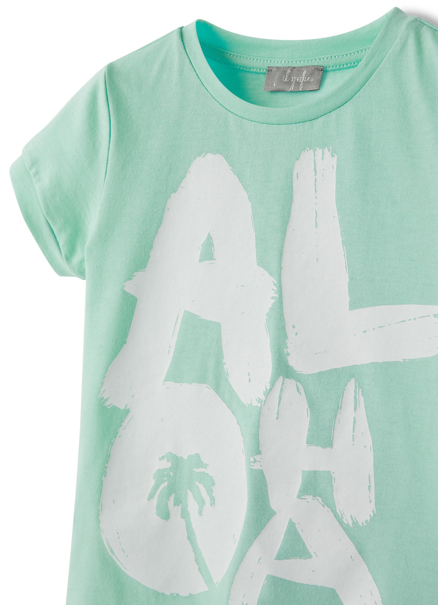 Short Sleeve T-Shirt with Aloha Print | Lake/Snow White