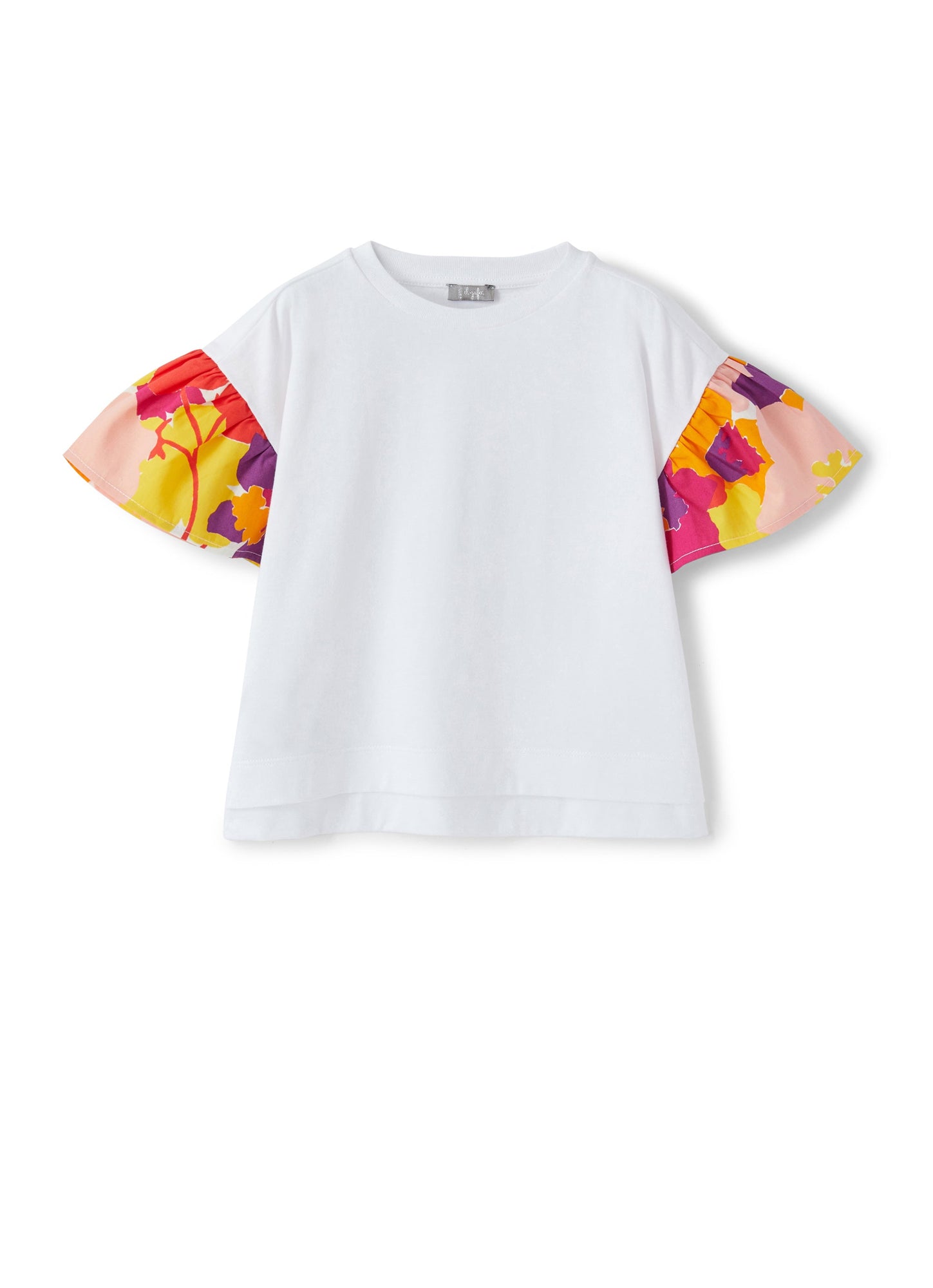 Girls | Long Sleeves T-Shirt with Flounce | White Aragosta