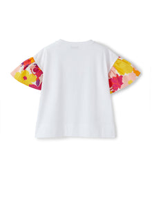 Girls | Long Sleeves T-Shirt with Flounce | White Aragosta