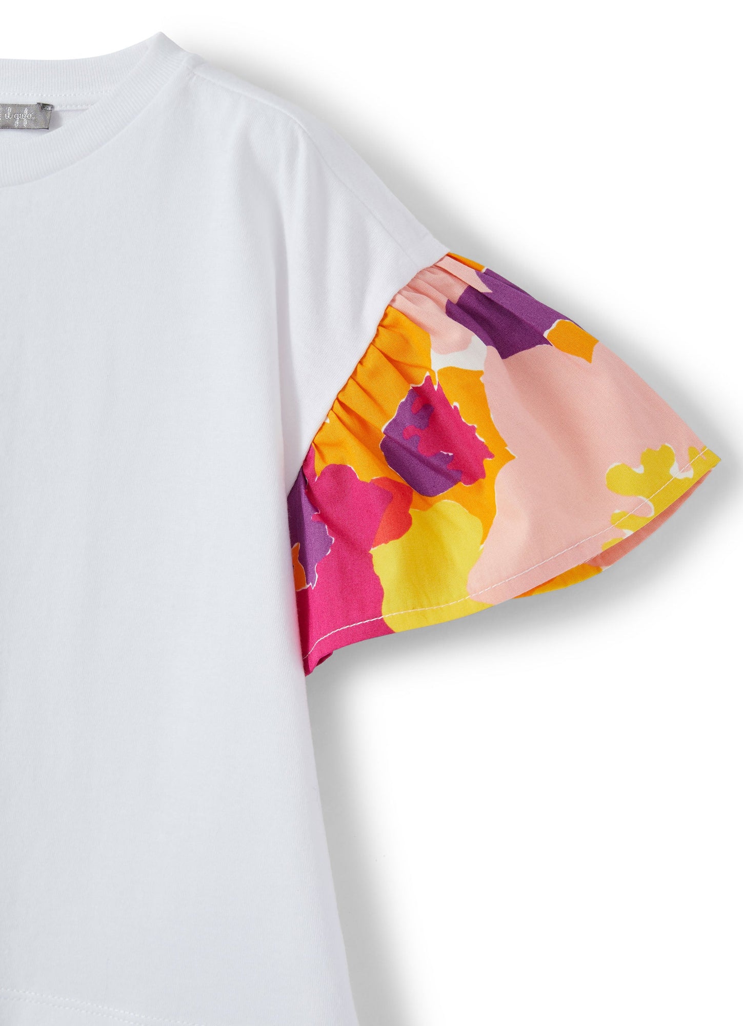 Girls | Long Sleeves T-Shirt with Flounce | White Aragosta