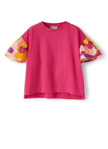 Long Sleeves T-Shirt with Flounce | Pitaya/Aragosta
