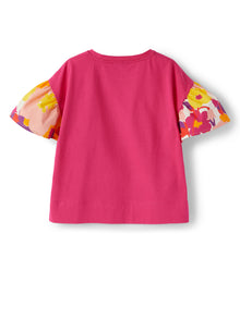 Long Sleeves T-Shirt with Flounce | Pitaya/Aragosta