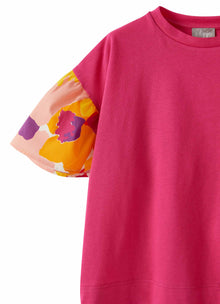 Long Sleeves T-Shirt with Flounce | Pitaya/Aragosta