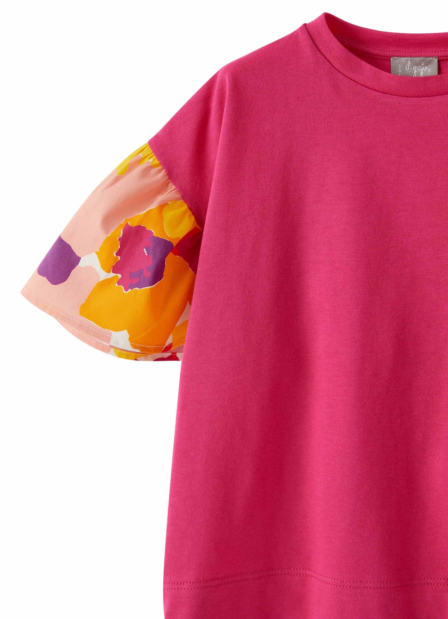 Long Sleeves T-Shirt with Flounce | Pitaya/Aragosta