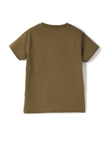 Boys | Short Sleeve T-Shirt with Palm Tree Print | Militare Caco
