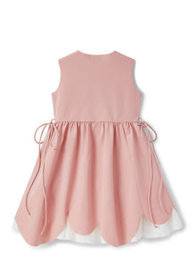 Girls | Sleeveless Dress with Gathered Waist | Pink Cipria White