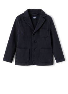 Piquet Cotton Boy Blazer | Deep Blue