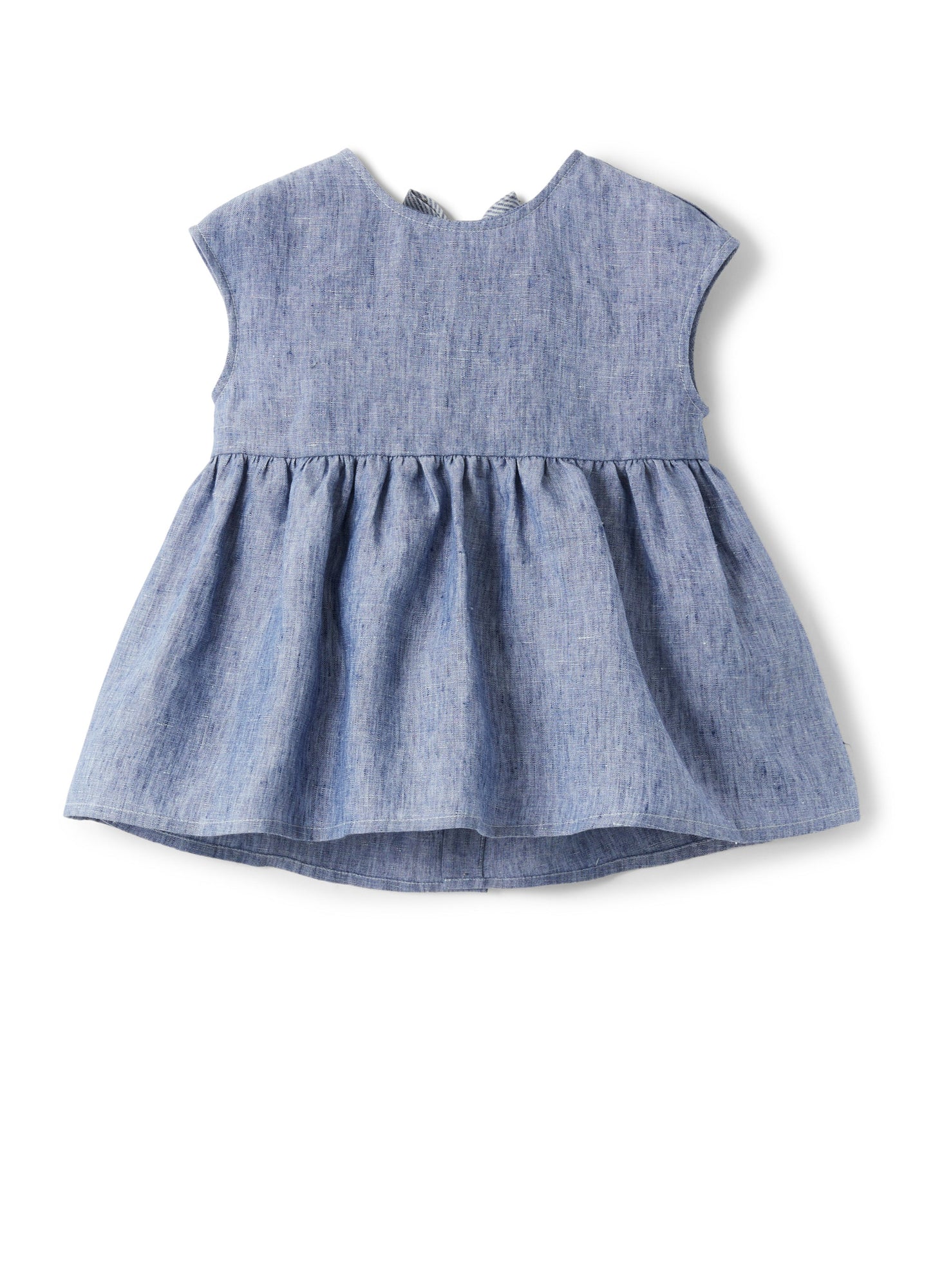 Girls | Linen Top with Flounce | Sky Blue Scuro