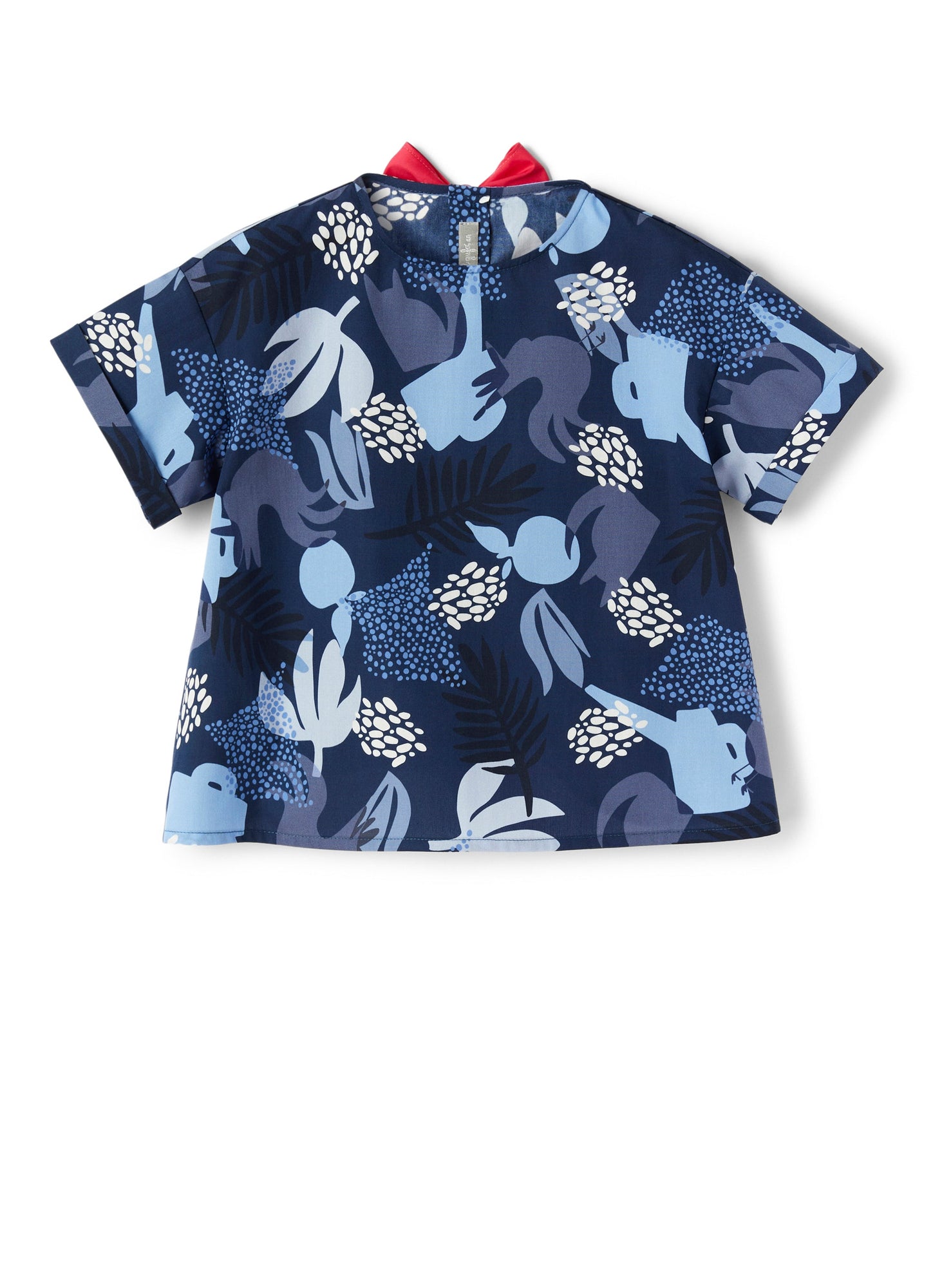 Girls | Boxy Shirt with Garden Print | Sky Blue Scuro