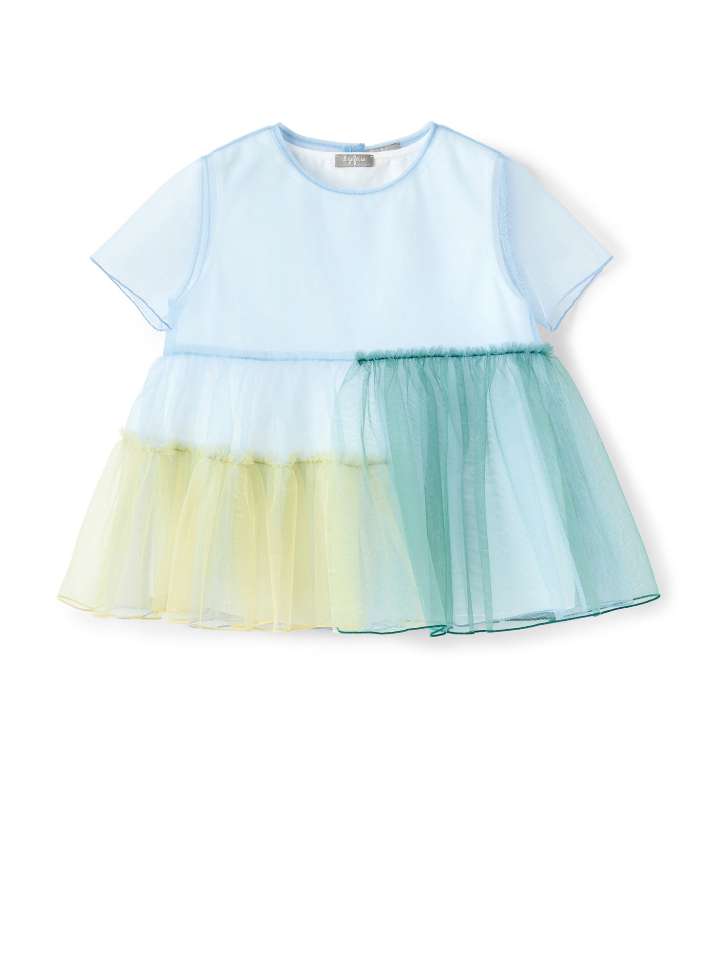 Girls | Multicolour Flounced Tulle Top | Azzurro Green Malachite