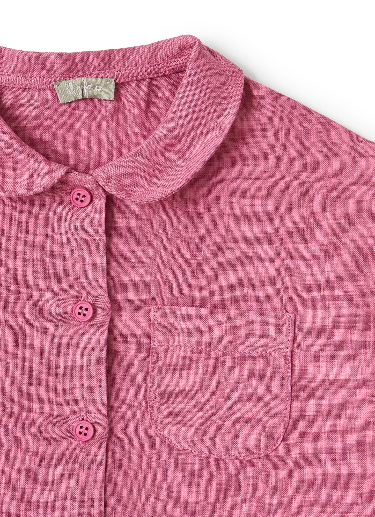 Linen Shirt with Breast Pocket | Fucsia