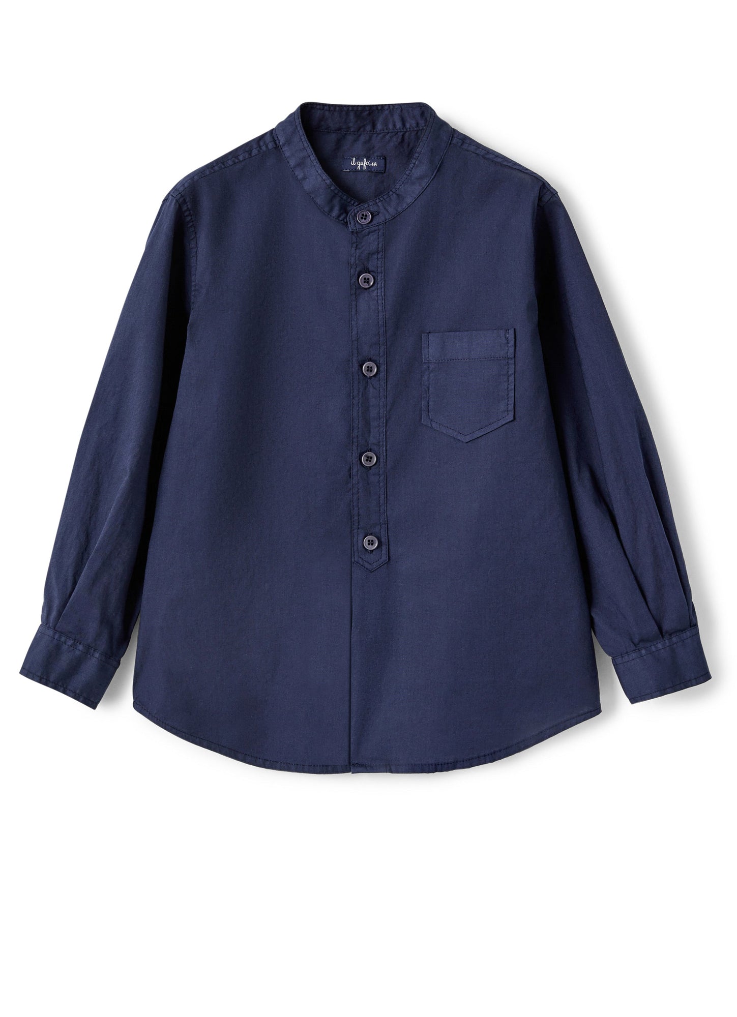 Boys | Cotton Poplin Korean Shirt | Blue
