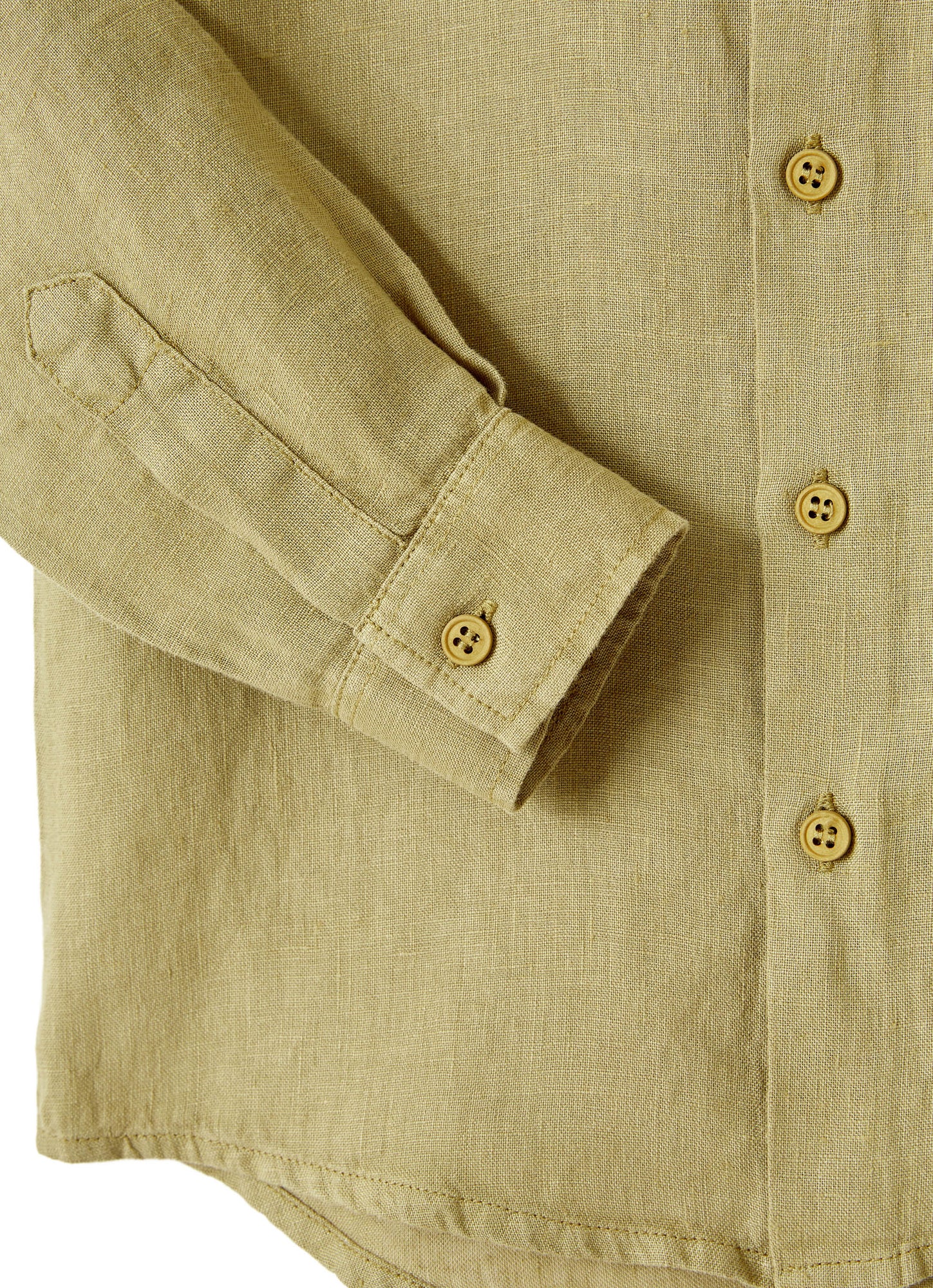 Khaki Linen Regular Fit Shirt | Cachi